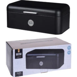 Excellent Houseware Broodtrommel Metaal Zwart42 X 22 X 16 Cm -Keukenartikelen Verkoop 101 1970 3 1