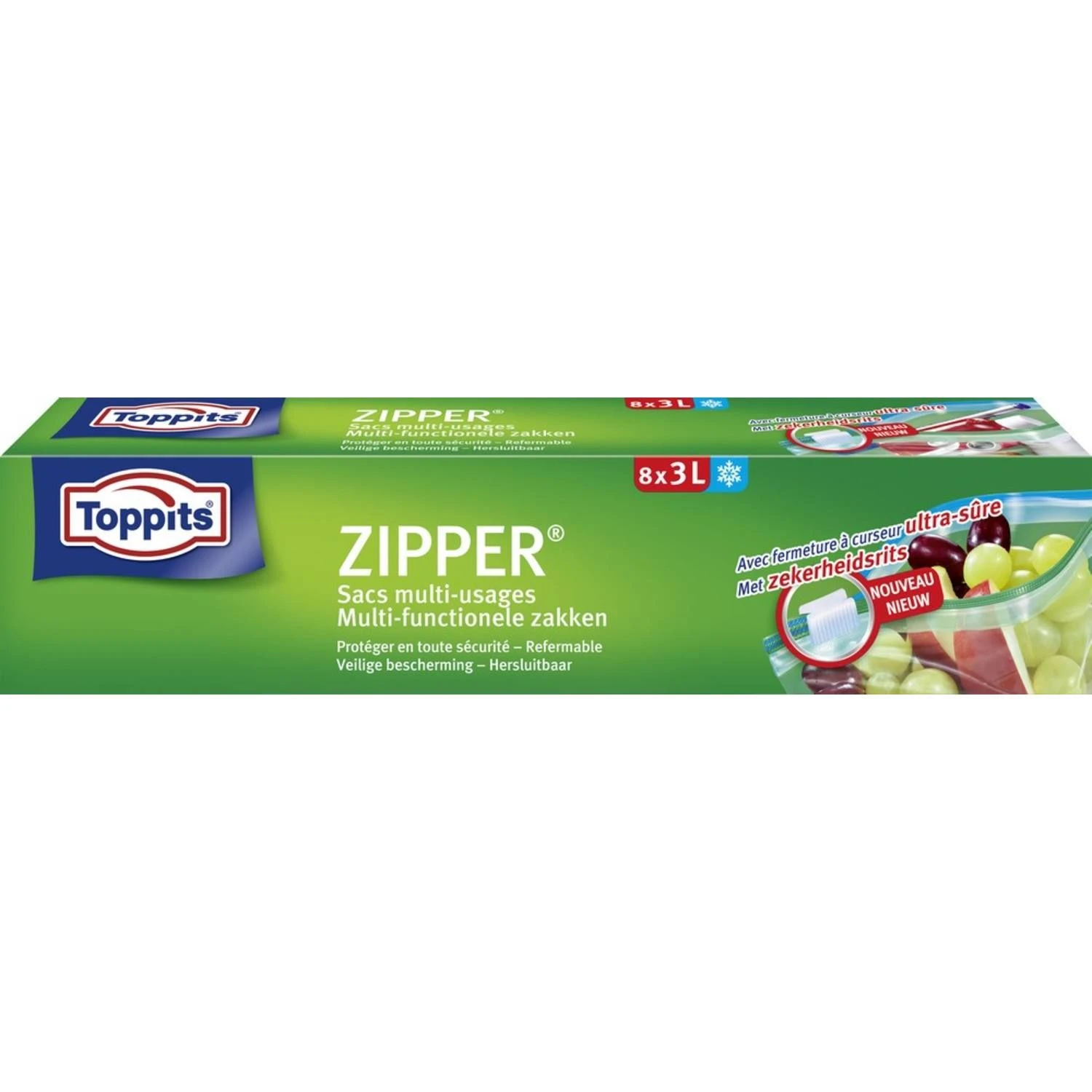 Toppits Zipper Multi-Functionele Zakken 3 Liter8 Stuks 1 Toppits Zipper Multi-Functionele Zakken 3 Liter8 Stuks