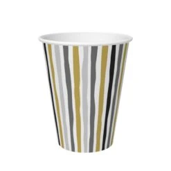 Bekers Stripes Black & Gold 24 Cl 10 Stuks