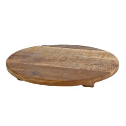 Dienblad Wout S Naturel Rond Recycle Hout 30 X30x3,5cm